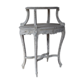 Tea table, marble and wood style Louis XV patina
