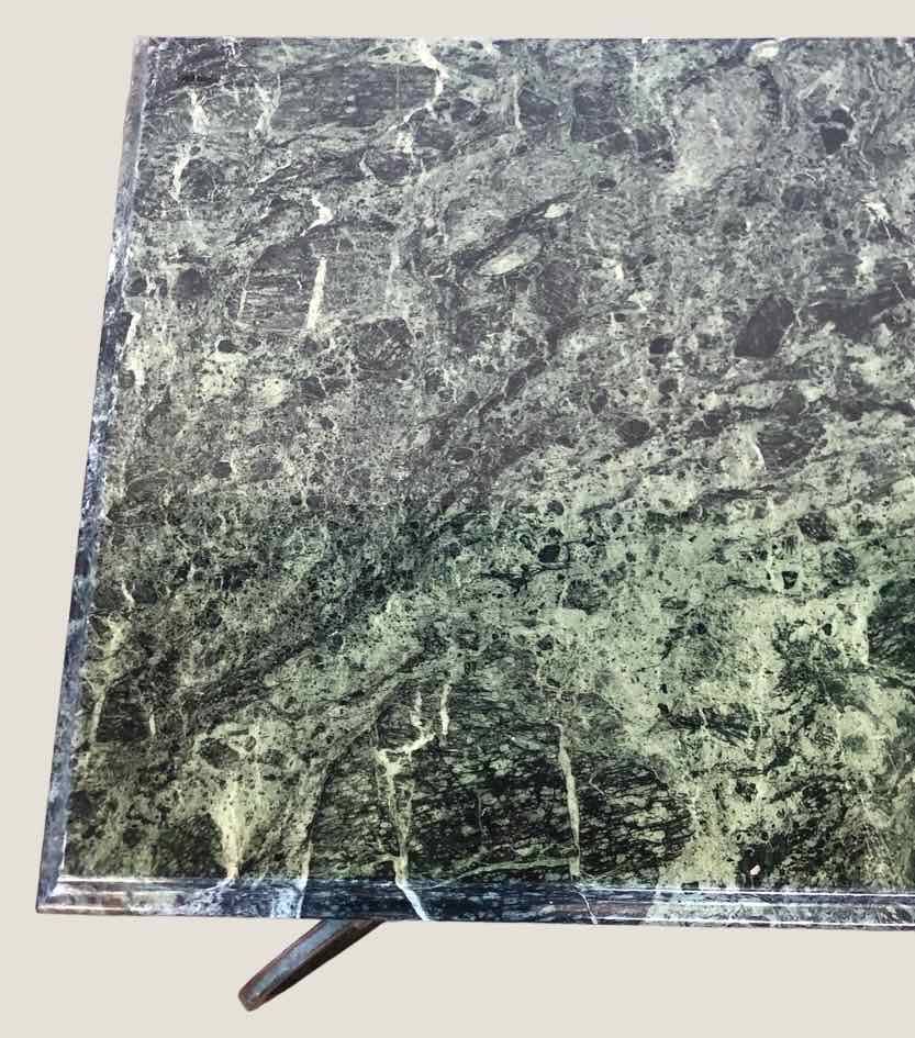 Vintage green marble and wrought iron coffee table