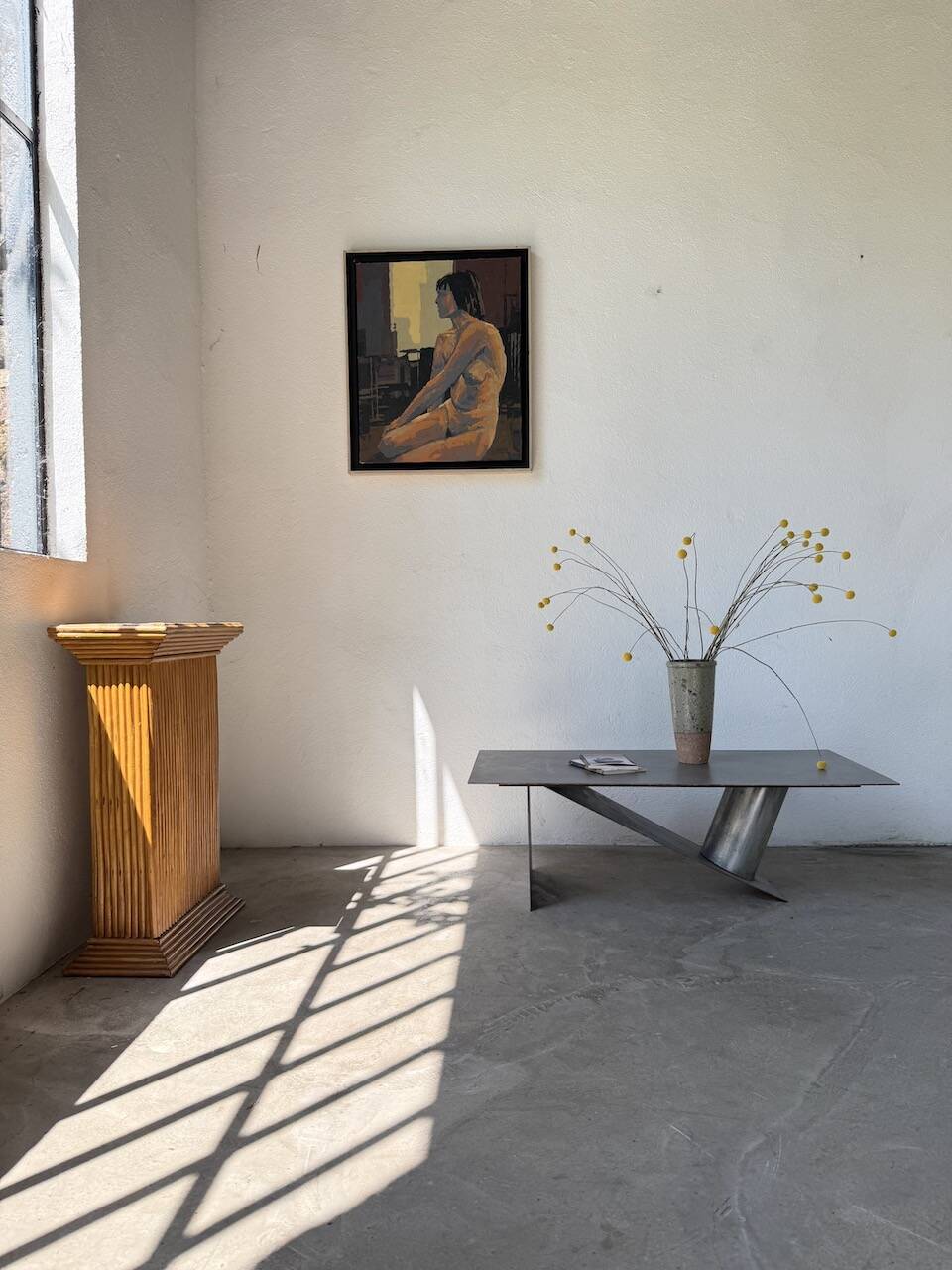 Handcrafted metal coffee table from the 1970s