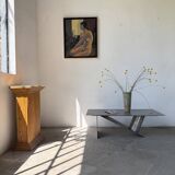 Handcrafted metal coffee table from the 1970s