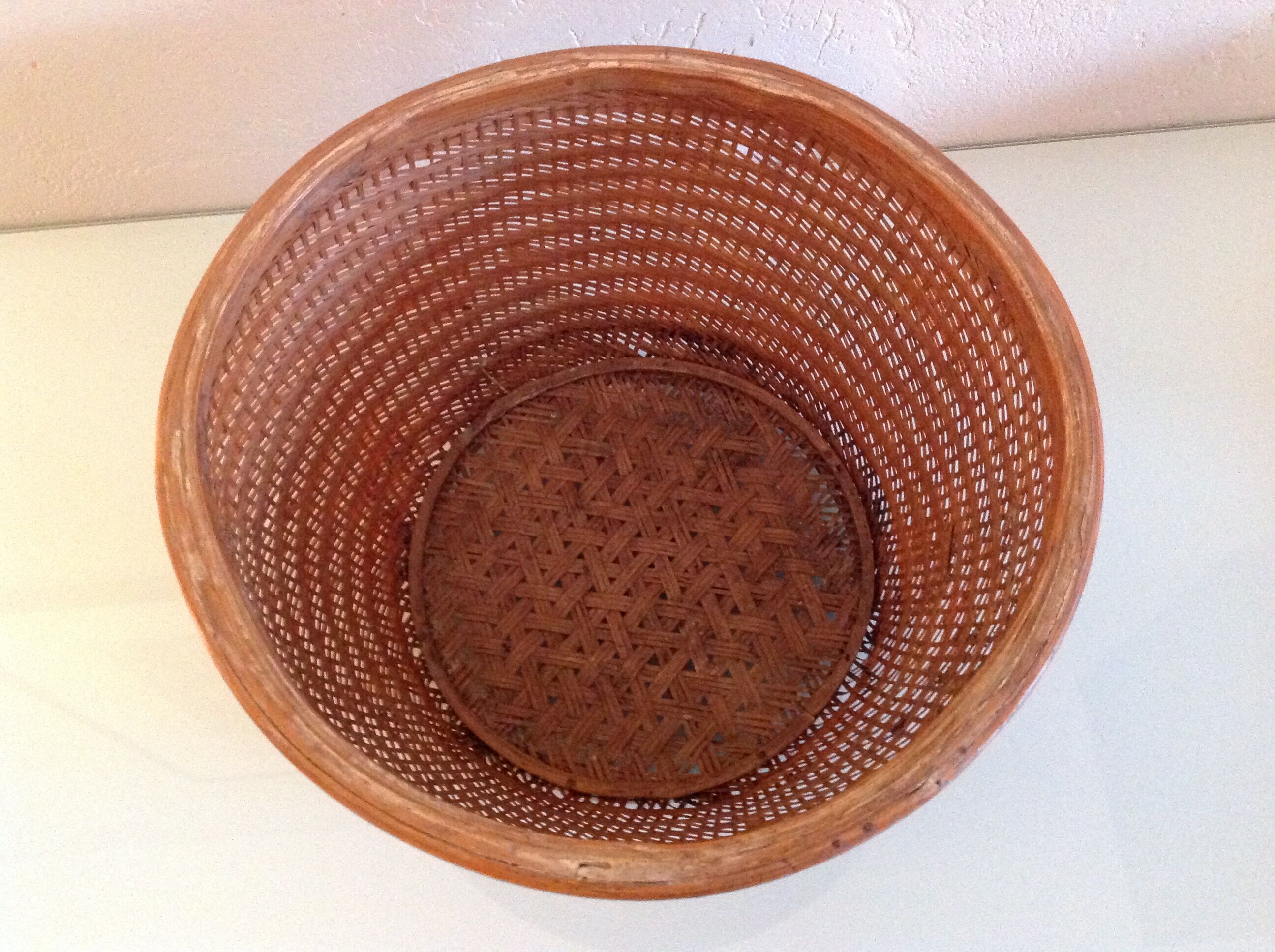 Braided wicker pot cover, vintage 60s/70s
