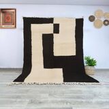 Tapis berbère bani ouraine noir et blanc taille 200 x 300 cm
