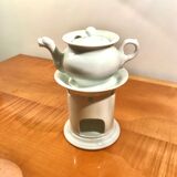 Ancienne tisanière veilleuse en porcelaine blanche