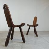 Spanish brutalist stool set, 1950s