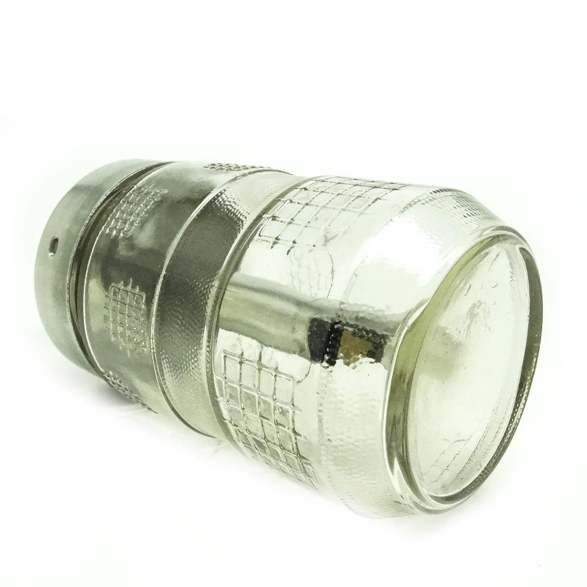 Sugar bowl, postmodernism, silver-plated brass, pressed glass, Poland, 1970s