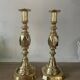 Pair of antique english princess of diamonds brass candlesticks