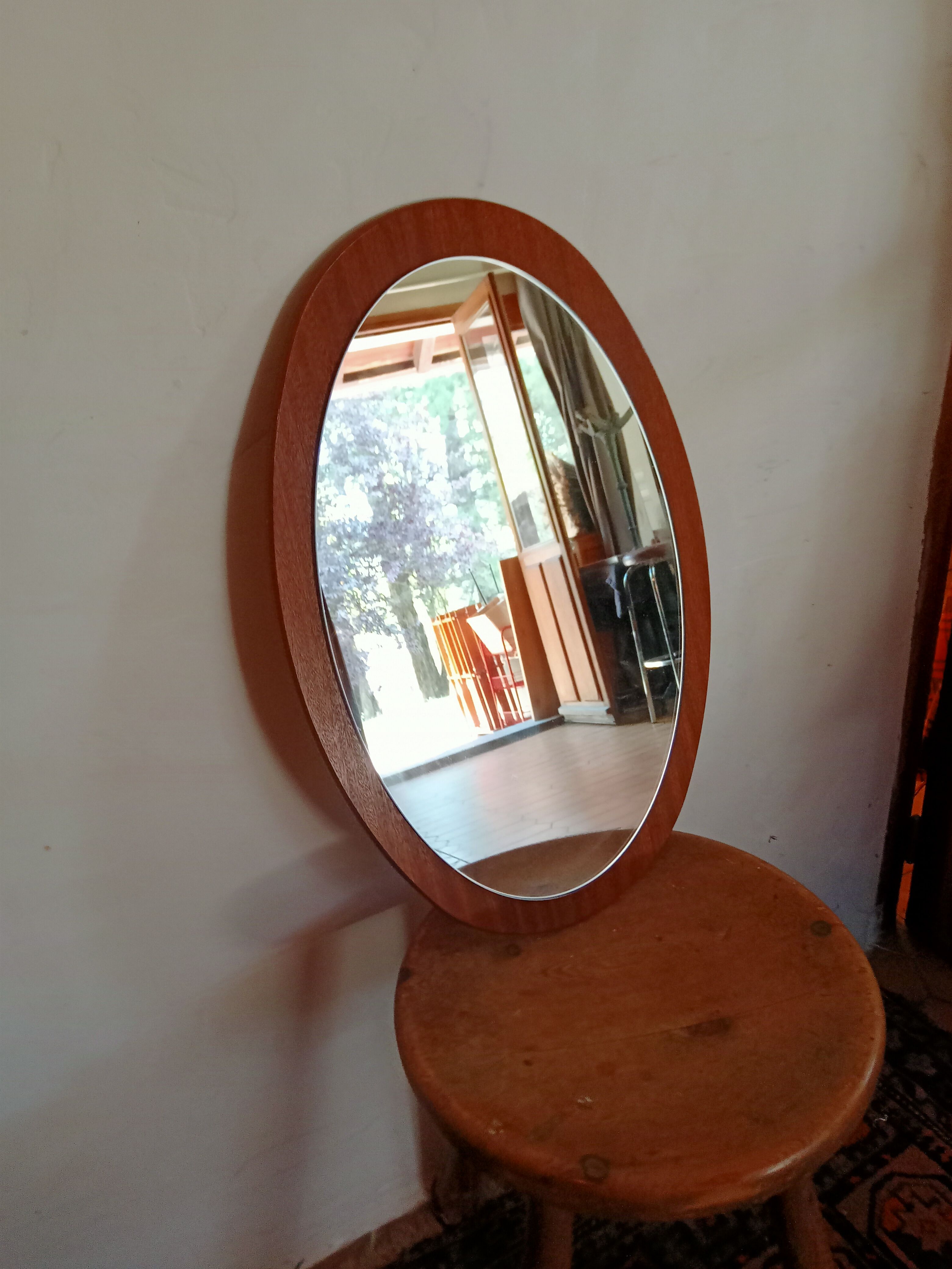 Danish Scandinavian oval mirror 60s
