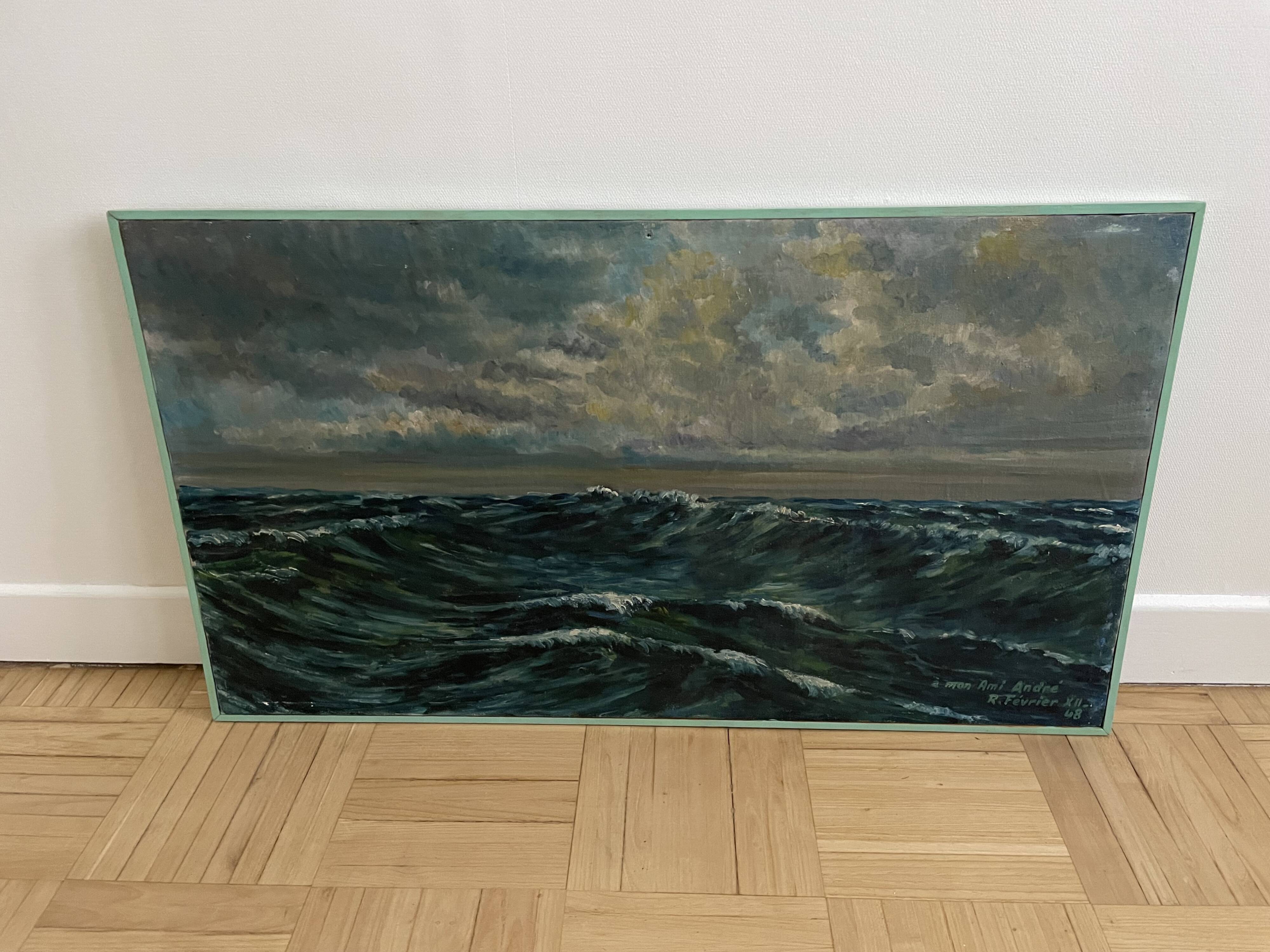 Oil on canvas, Maritime landscape, Old signed painting