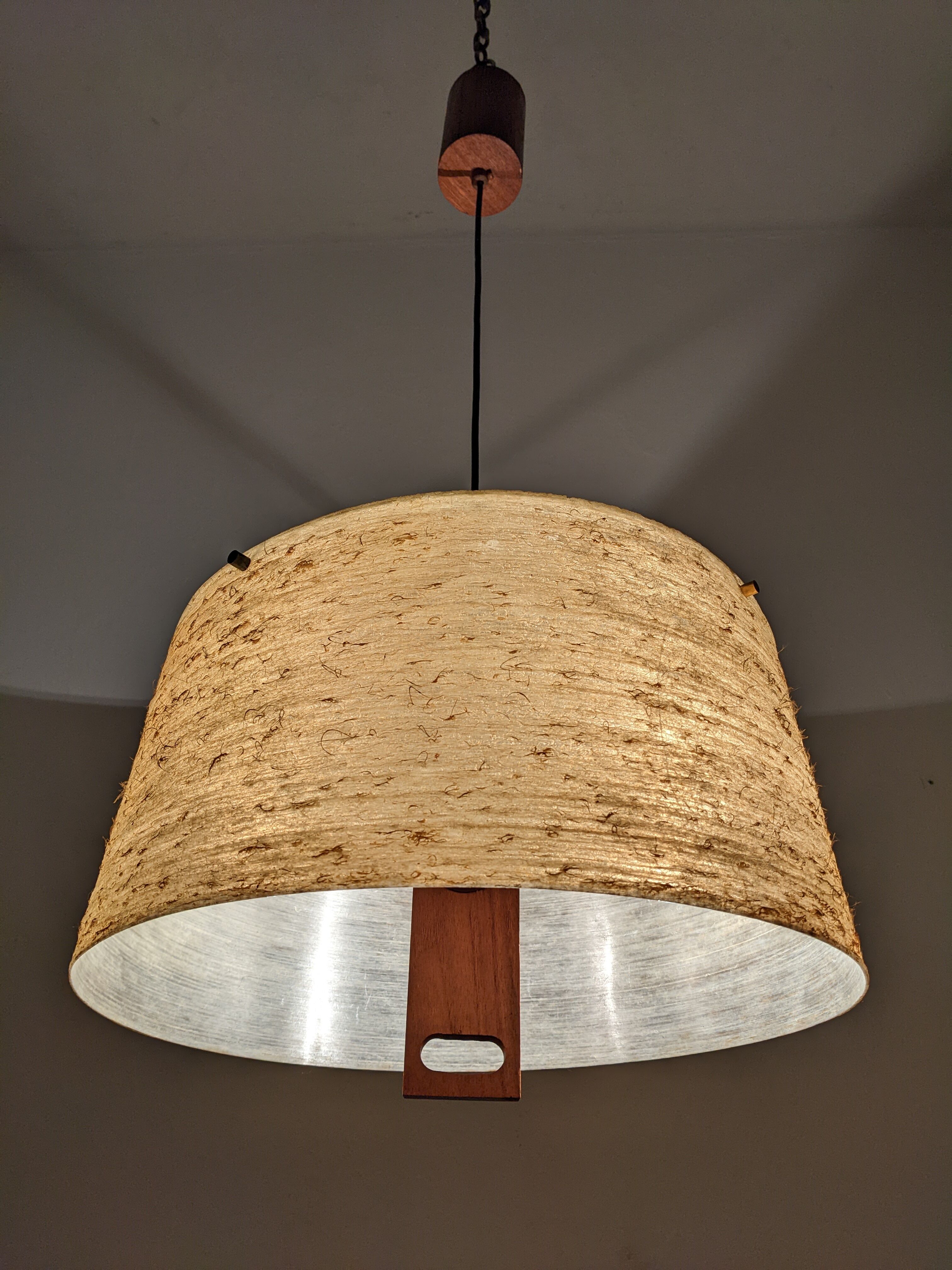 Danish teak and fiberglass pendant lamp from the 50s/60s