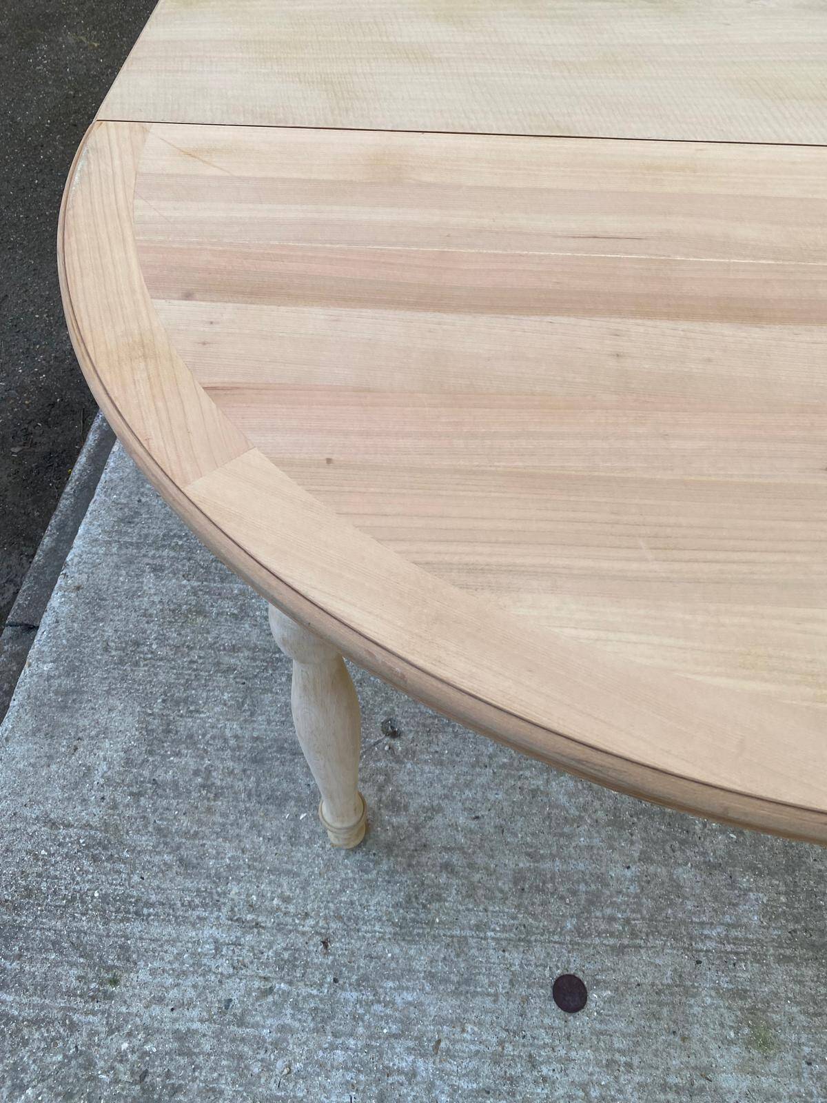 Renovated Louis Philippe round extendable dining table 115cm with 2 extensions.