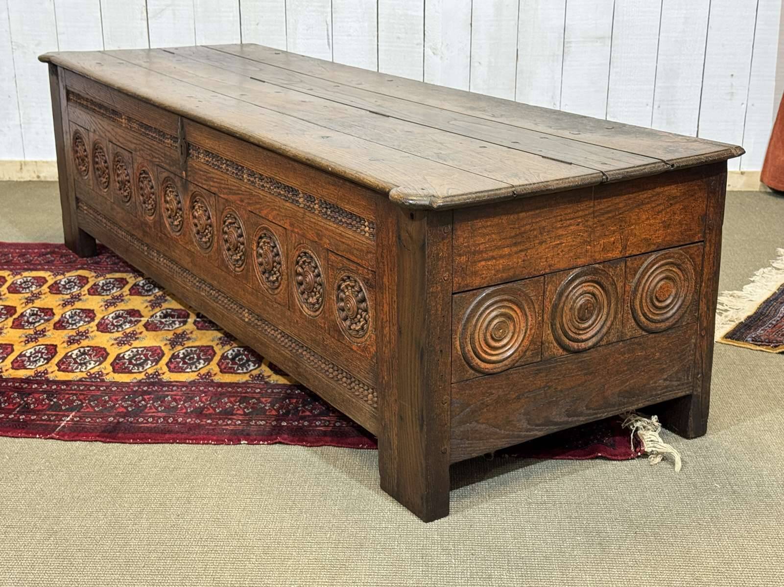 18th-century Breton chestnut bank bench