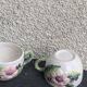 Lunch service in enameled ceramic, slip, white, pink and green, vintage