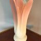 Vintage pink and white tulip vase in majolica, 1950s style.