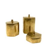 Set of 3 solid Brass boxes , De Falco Italy 1970s