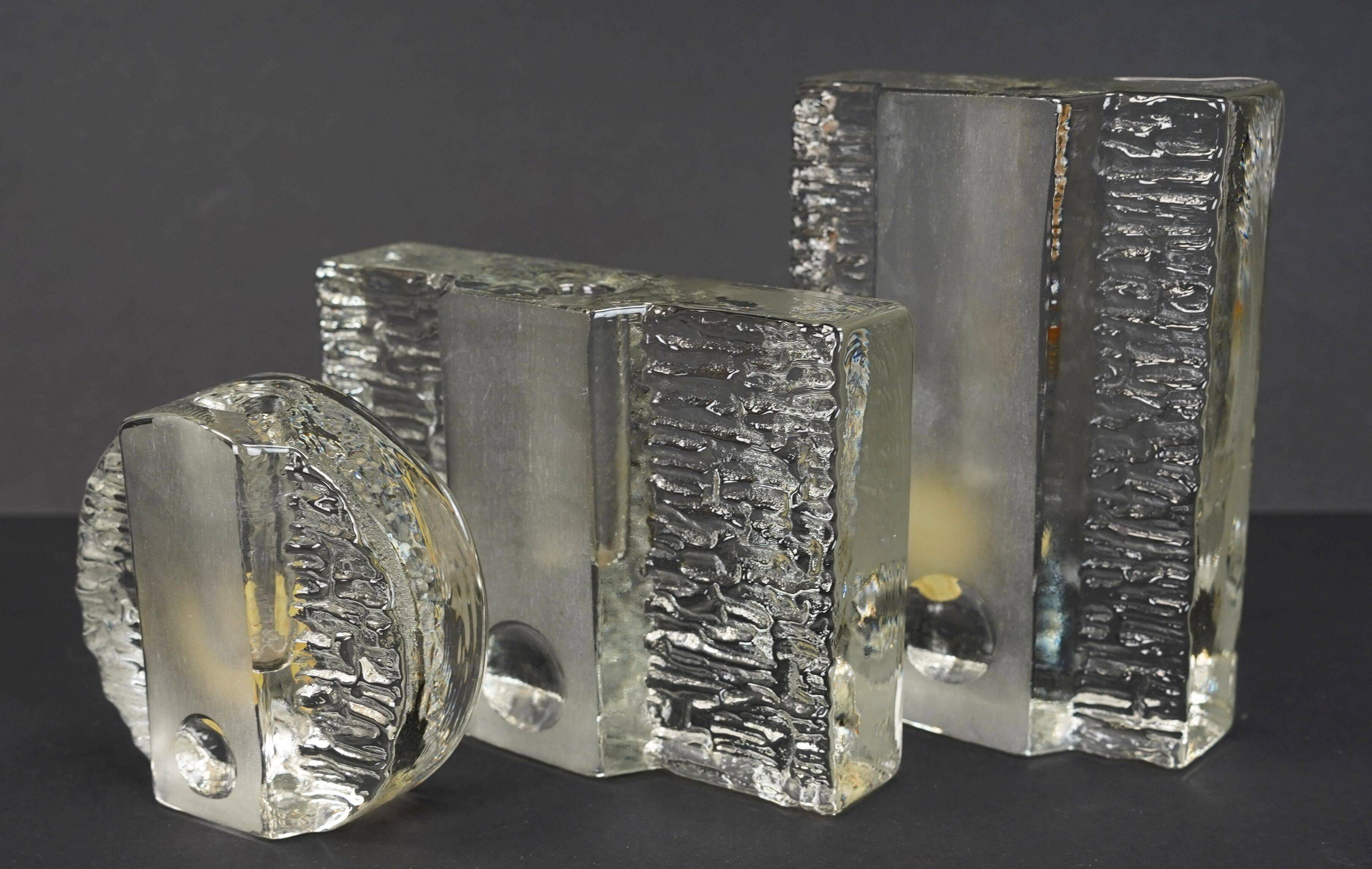 Set of 3 solifleur block vases walther glas 60s 70s op art arrangement vase