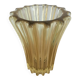 Art Deco vase by Pierre d'Avesn, ribbed amber glass, 1930s
