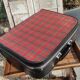 Vintage suitcase in red and skai Scottish fabric