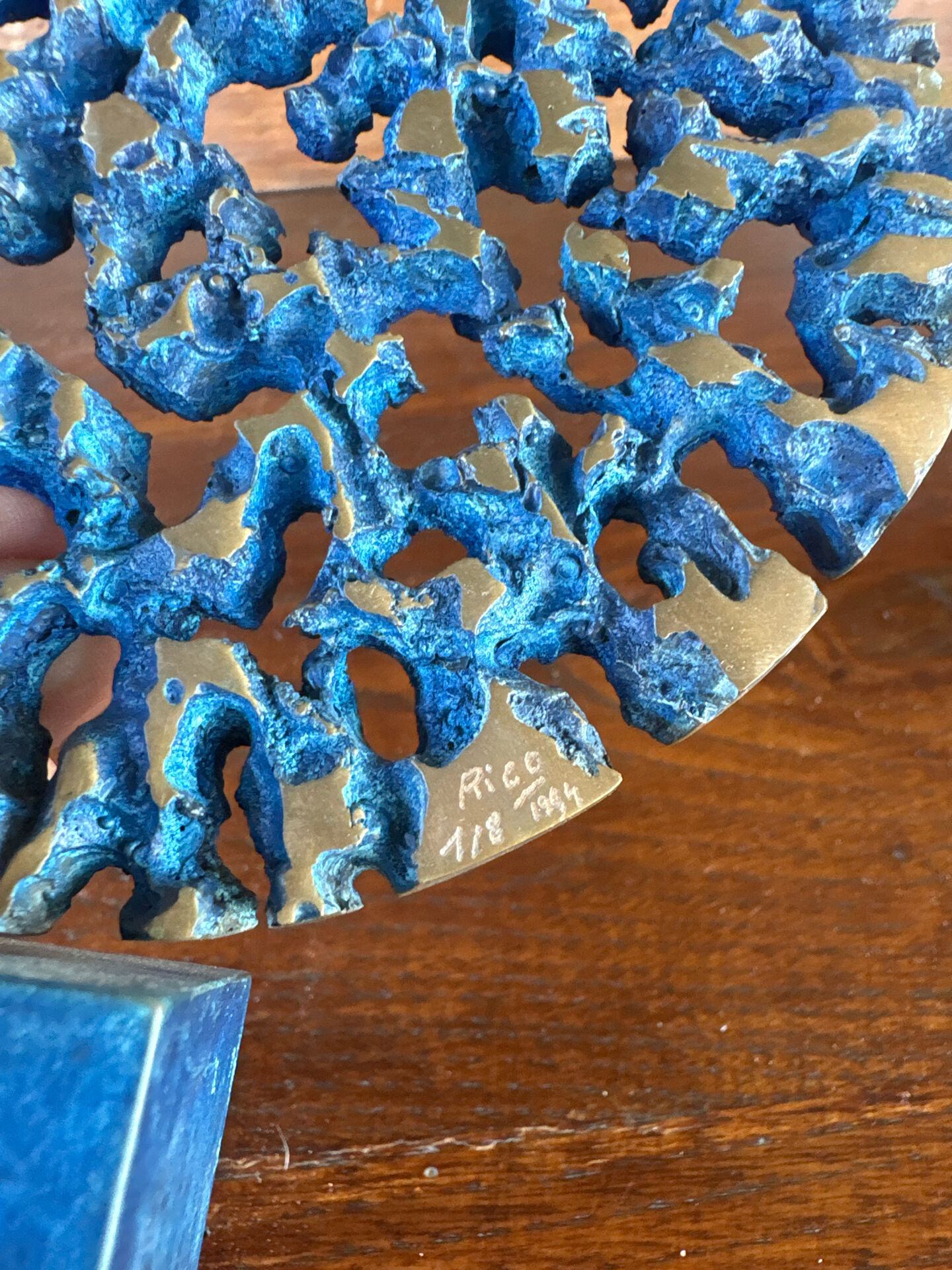 Sculpture Michel Rico “Soleil Bleu” (1997) – Signed bronze