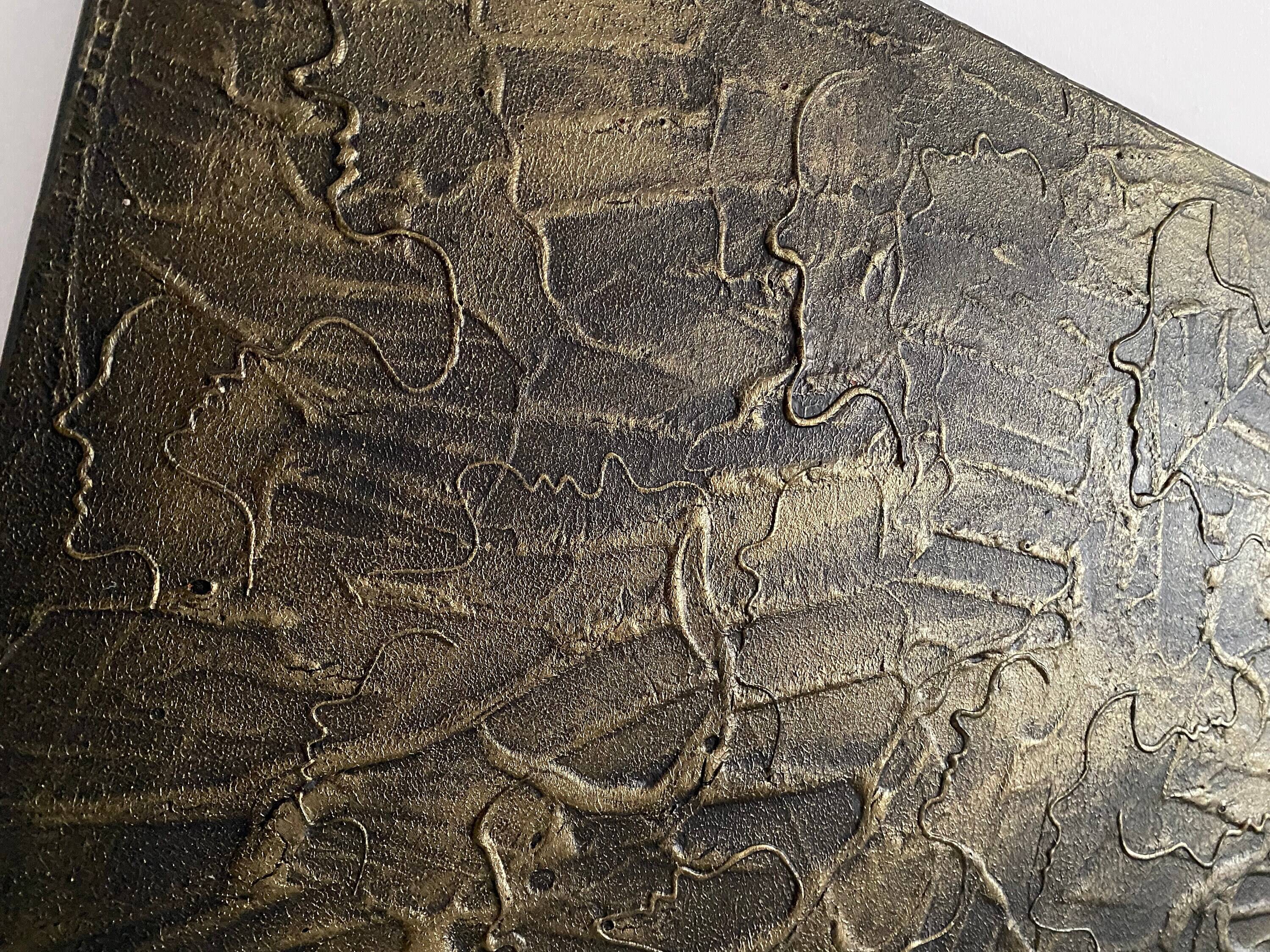 Large original and unique bronze relief painting "humanis" 61x