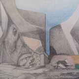 Helena Ribeiro drawing on paper 1987 - Dated and signed lower right