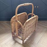 Vintage bamboo and rattan magazine rack