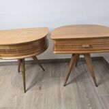 Paire de table de chevet vintage tripode années 50