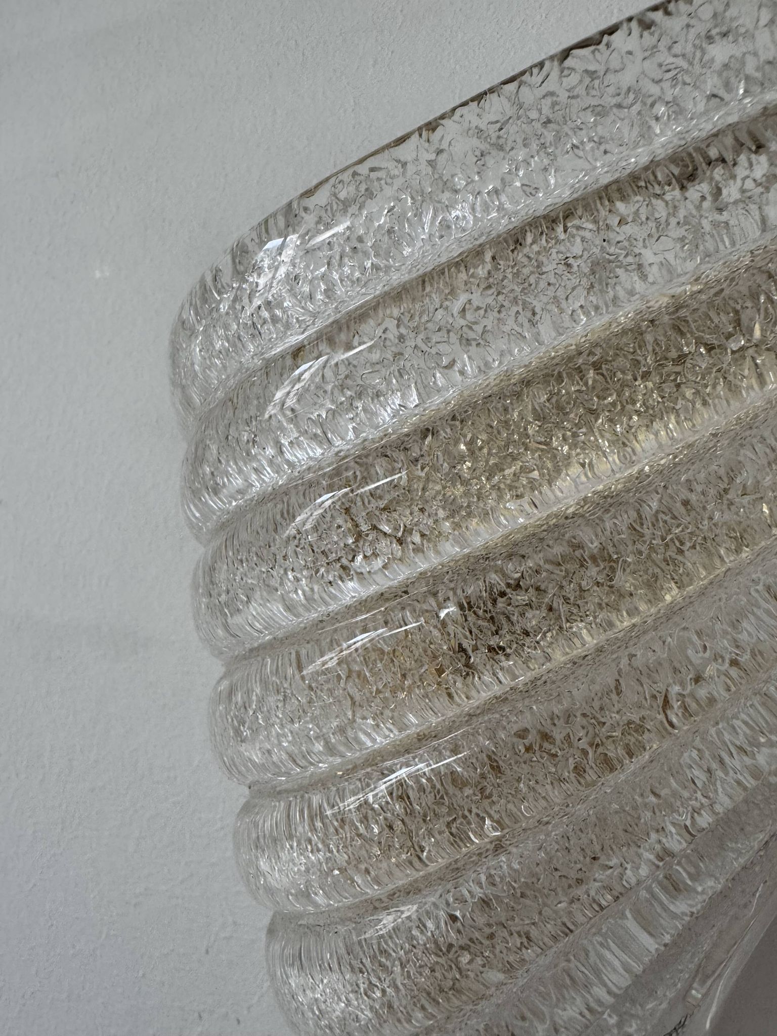 Pair of vintage pressed molded wall sconces, Murano glass, Italy, 1980