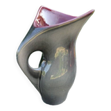 Pichet vase in earthenware of Blois Glazed Color Gray and Bordeaux