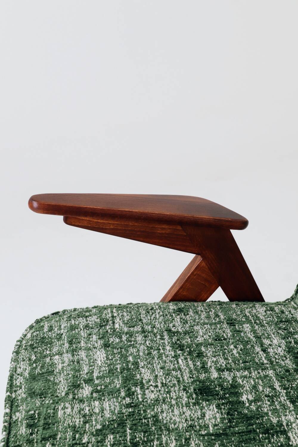Fauteuil lounge scandinave vert, tissu d'ameublement bohème mélangé