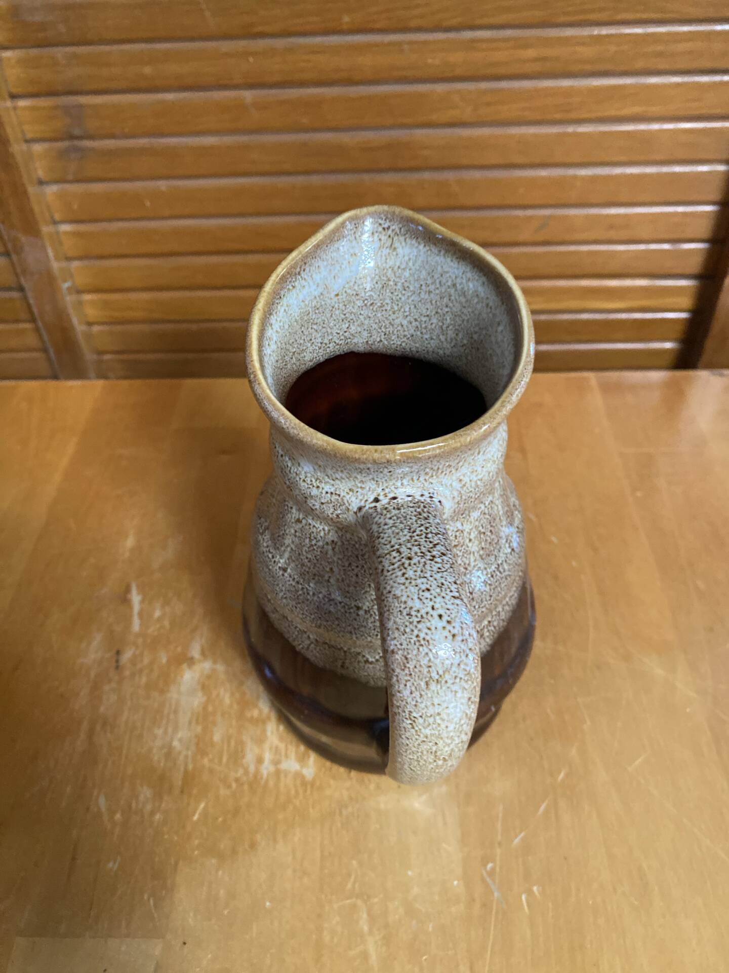 Vintage flamed ceramic barrel-shaped pitcher by revol, 0.5l