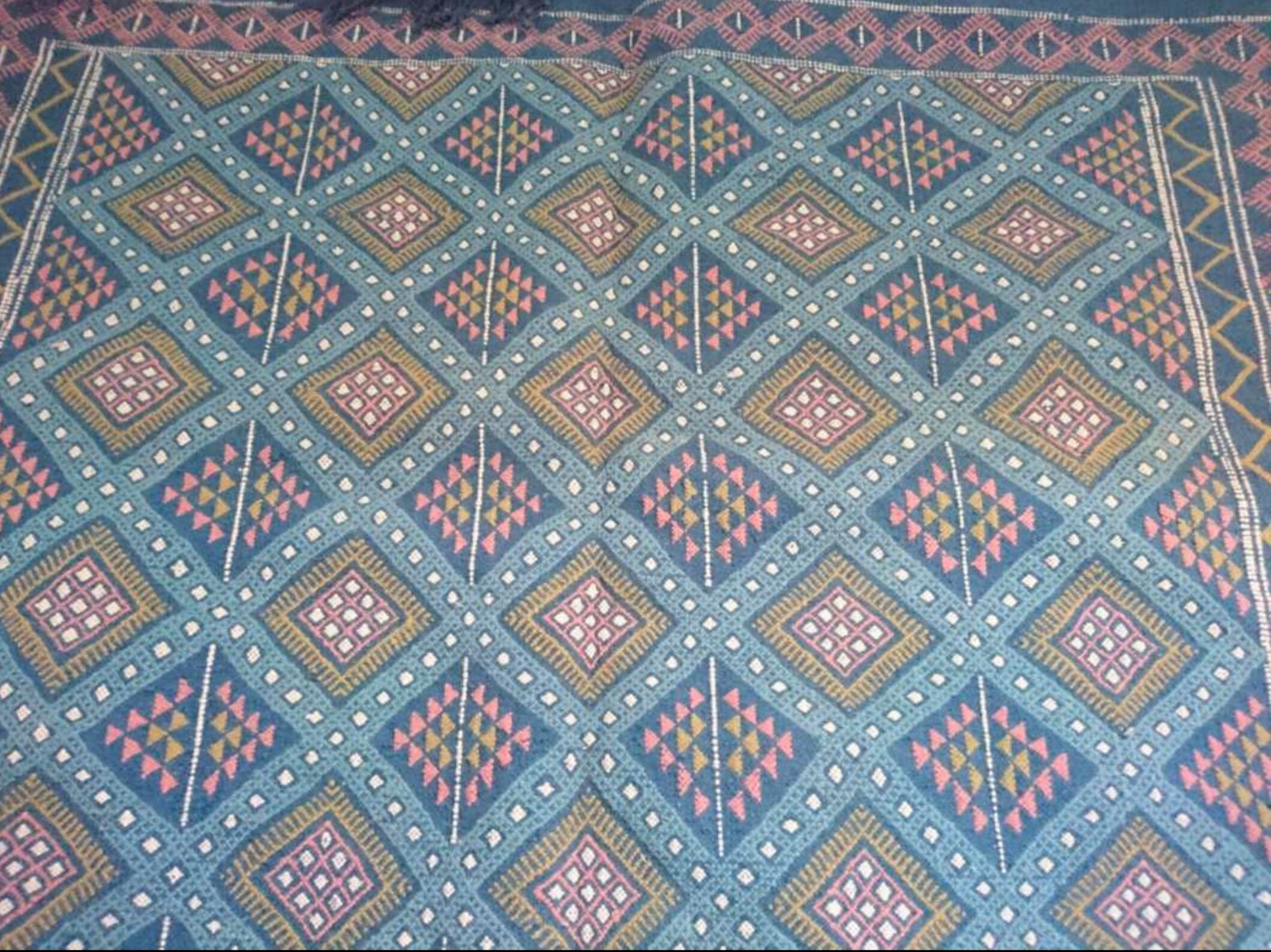 Berber carpet handmade multicolored wool 146 x 260 cm