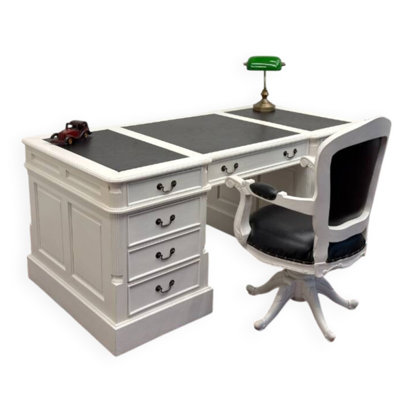 Ensemble de bureau blanc classique avec chaise de bureau