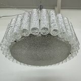 Glass Tubes Chandelier Flush mount from Doria Leuchten, 1960s