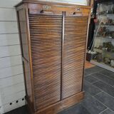 Solid oak double curtain filing cabinet