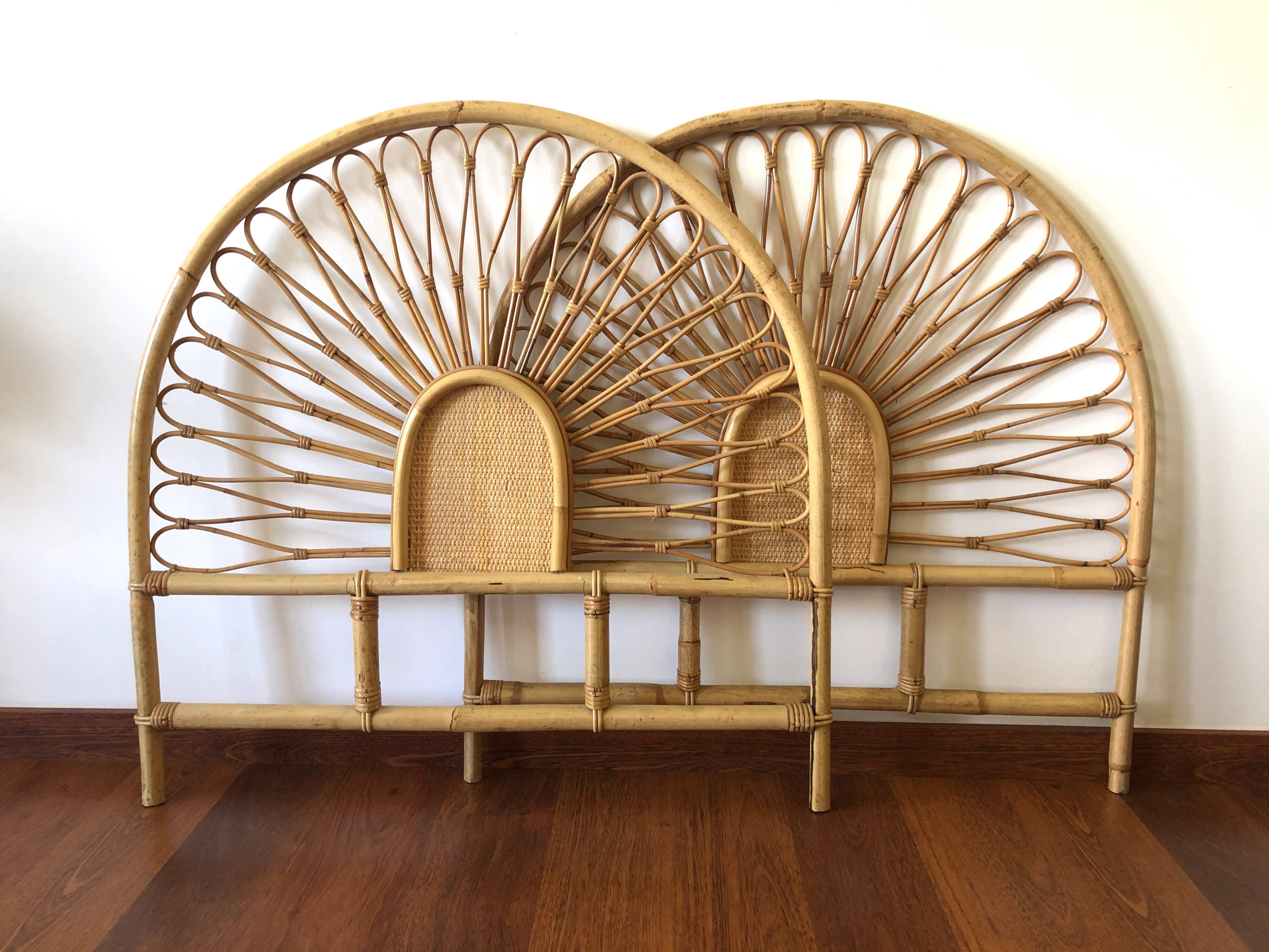 Rattan bed headboard - bamboo