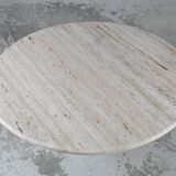 Circular travertine coffee table