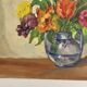 Oil Painting on Isorel - Bouquet of Tulips & Lilacs Signed J Baud