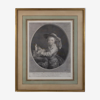 François Hubert Drouais, "young boy playing cards" engraving, eighteenth