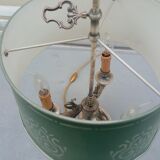 Hot water bottle lamp 3 lights silvered metal aged lampshade sheet metal (74cm)