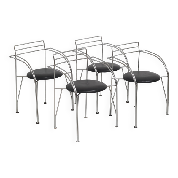 4 Chaises / Fauteuils Lune d’Argent par Pascal Mourgue pour Fermob 1980 — Beyit