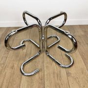 Tubular design coffee table in chrome and smoked glass, Italy, 70s