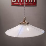 Old opaline suspension white smooth spirit Art Deco 1930 TBE ø 26 cm 2