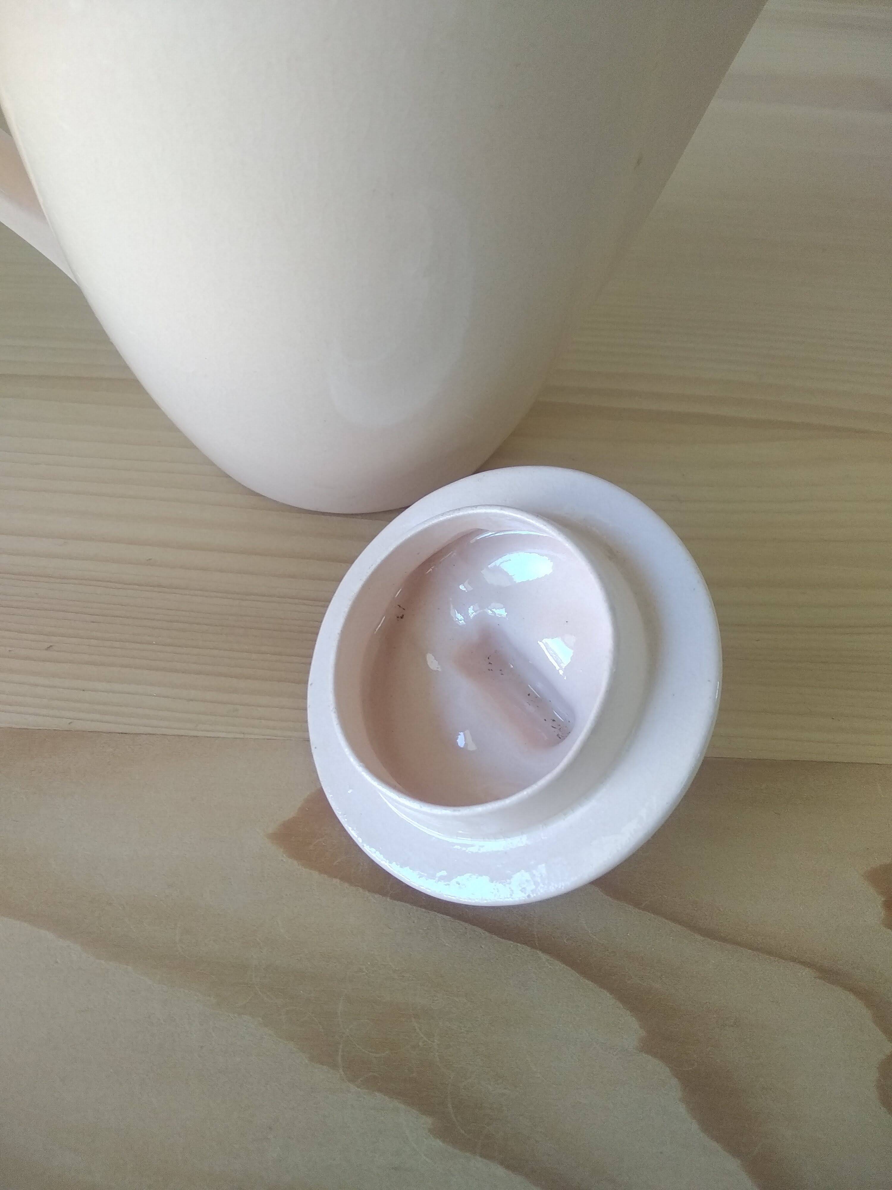 Cafetière ou théière Digoin Sarreguemines rose poudre