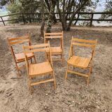Set of 4 vintage wooden folding chairs