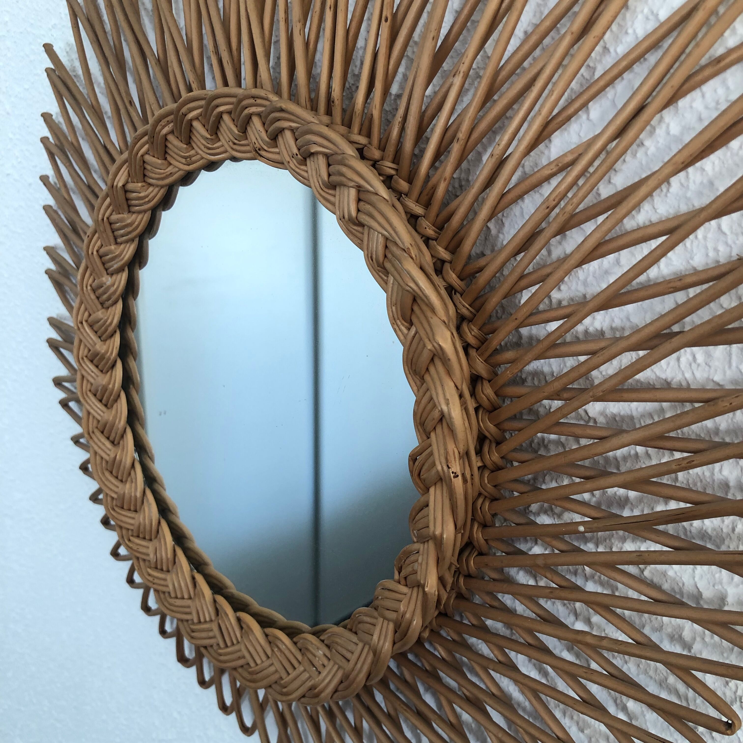 Vintage rattan sun mirror 1960 - 50 x45 cm