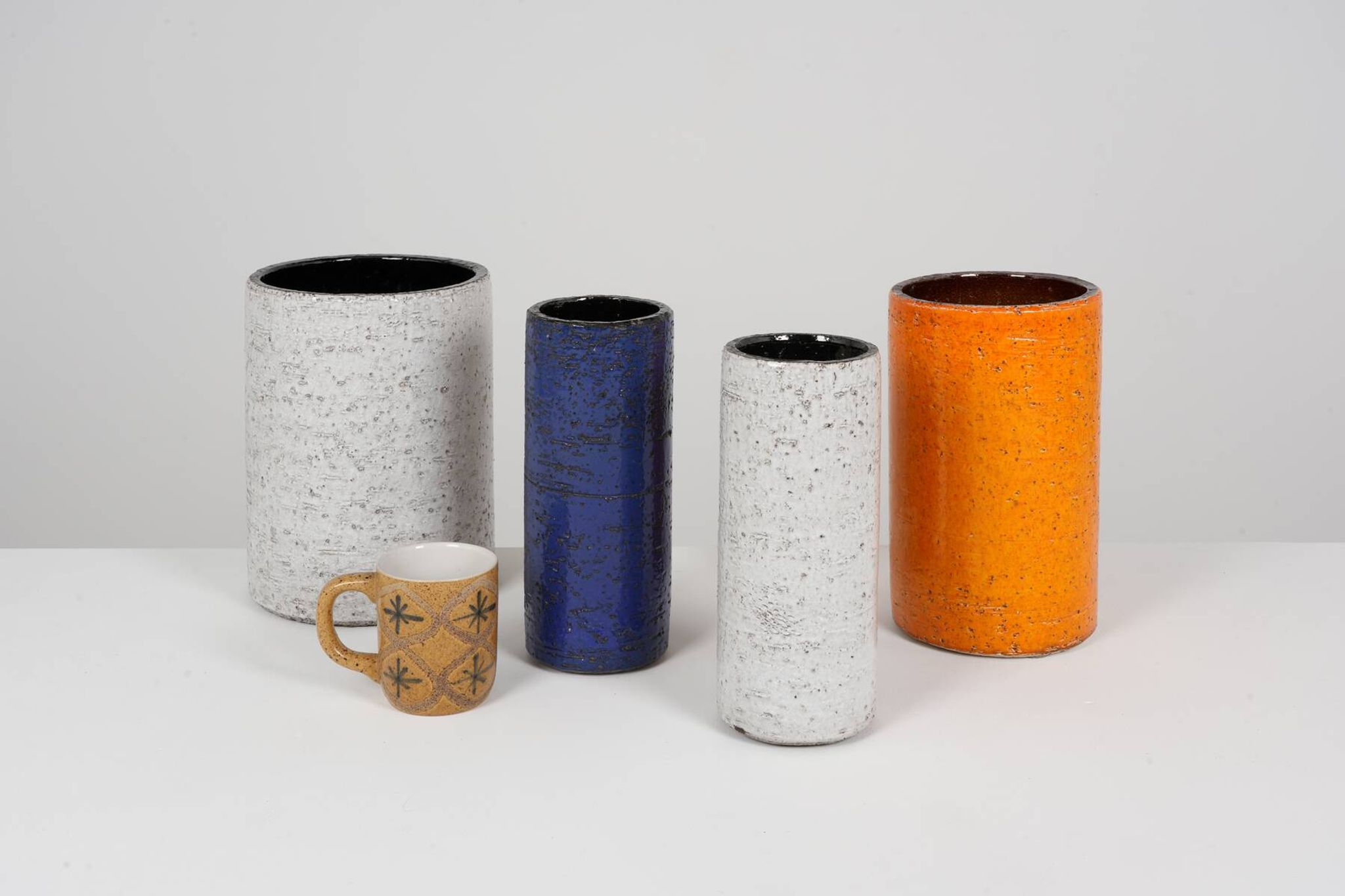 Set of rolled vases in chamotte clay from the 1960s.