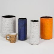 Set of rolled vases in chamotte clay from the 1960s.
