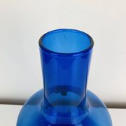 Blue glass vase in Scandinavian style from the 1960s, mouth-blown.