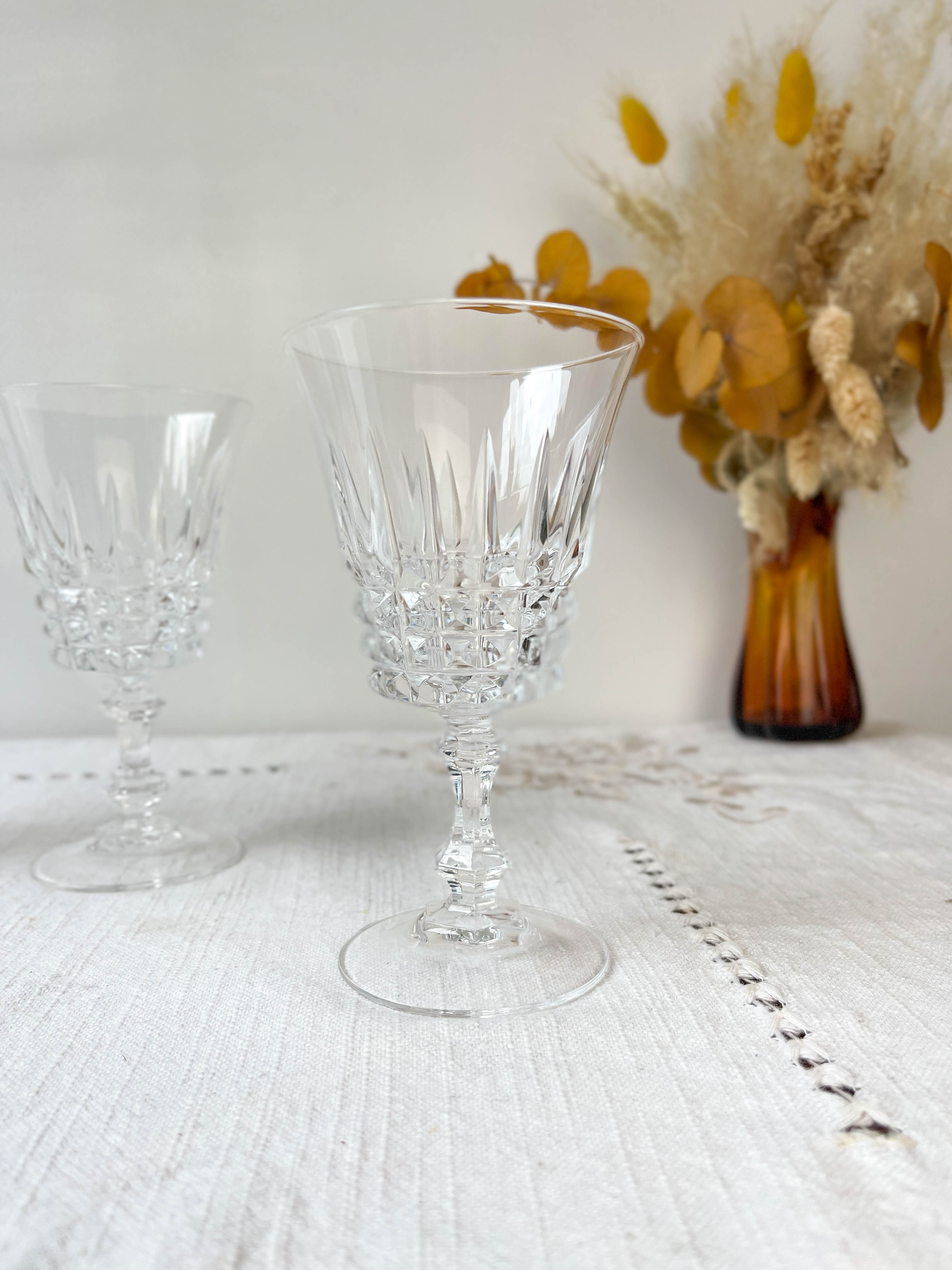 6 Arques crystal red wine glasses, Tuileries model