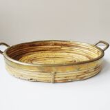 Rattan and brass tray, Gabriella Crespi style serving tray ​